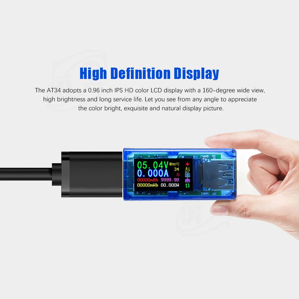 Tester USB Doppio - Misura Tensione, Corrente, Potenza - Display IPS 0,96" Per Smartphone E PC - Foto 12