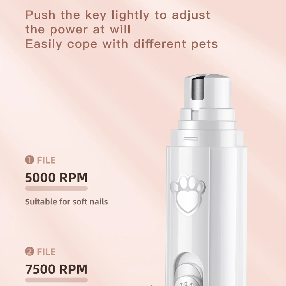 5V USB Pet Nail Grinder With Clippers LED Light 500 MAh For Dog Paws Grooming Cat Nail Grinder