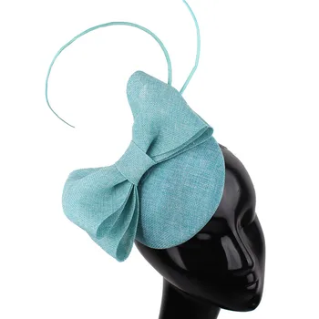 Nuovo cappello da sposa da sposa con fiocco design da donna cappello da fascinator da sposa ballo di fine anno matrimonio chapeau cap fermaglio per capelli copricapo Sinamay da donna