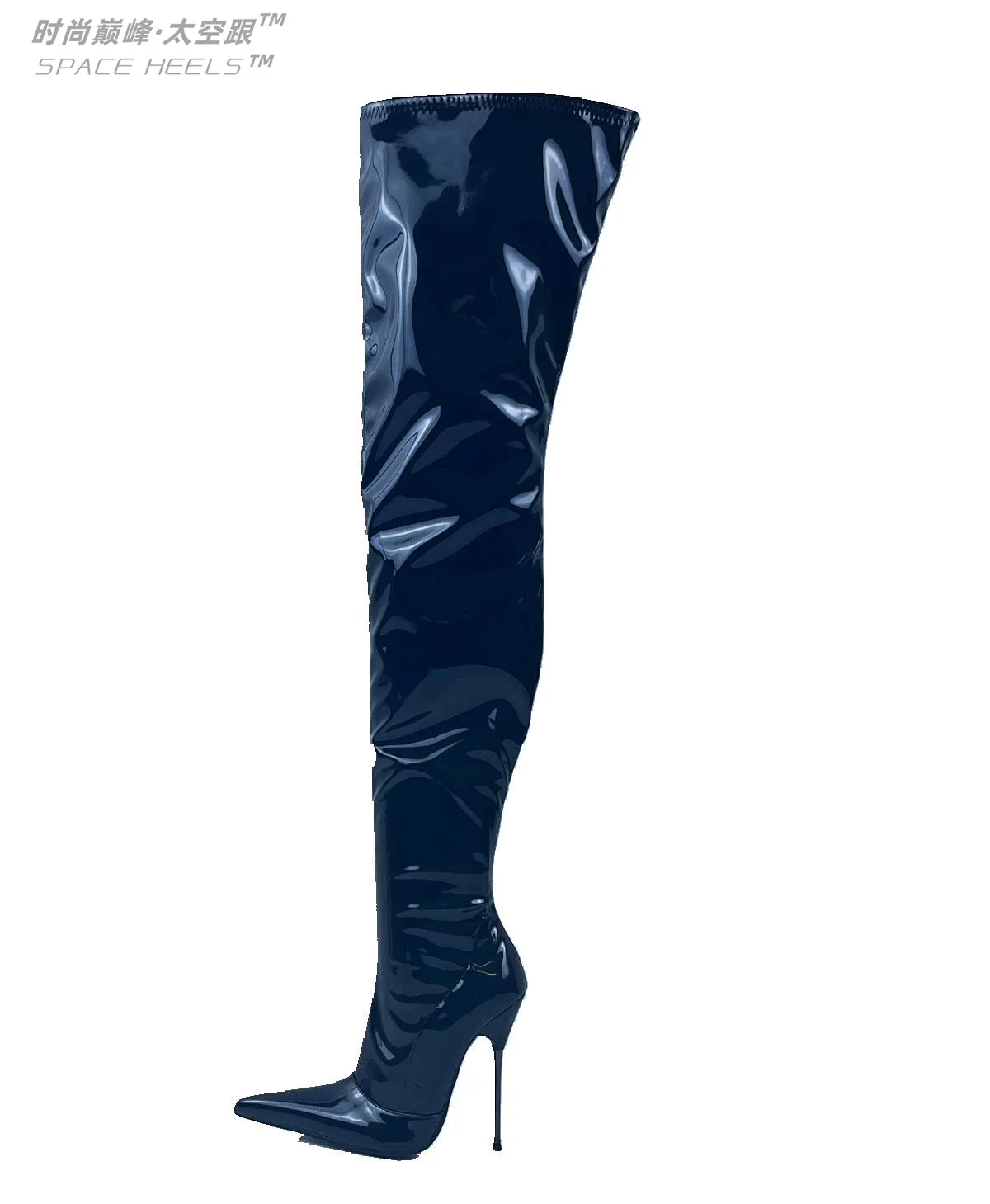 SeekMate Space 및 유럽 및 미국 뾰족한 특허 가죽 초하이힐, 73cm 부츠, 섹시한 맞춤형 무대 폴 댄스