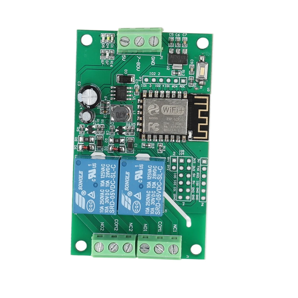 와이파이 스위치 컨트롤러 보드, ESP-12F 개발 보드, 무선 스마트 릴레이 모듈, 아두이노 기반, ESP8266, DC 5V 10A