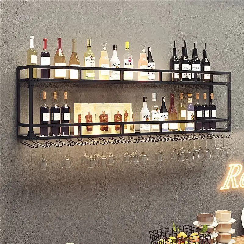 Nordic Wrought Iron Wine Rack Bar Wall Hanging Display Cabinet Minimalist Creative Home Background Wall Decoration Wine Cabinets