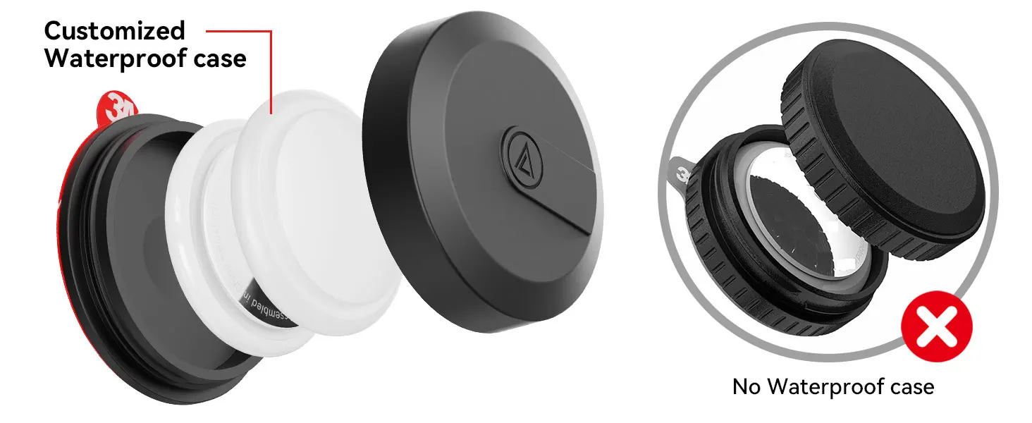 Wasserdichte Airtag-Hülle mit Klebeetikett für Apple Airtag-Halterung für Fahrrad, TV-Fernbedienung, Drohne, Kamera, Auto, Air Tag-Halterung, 4er-Pack – Detail 3