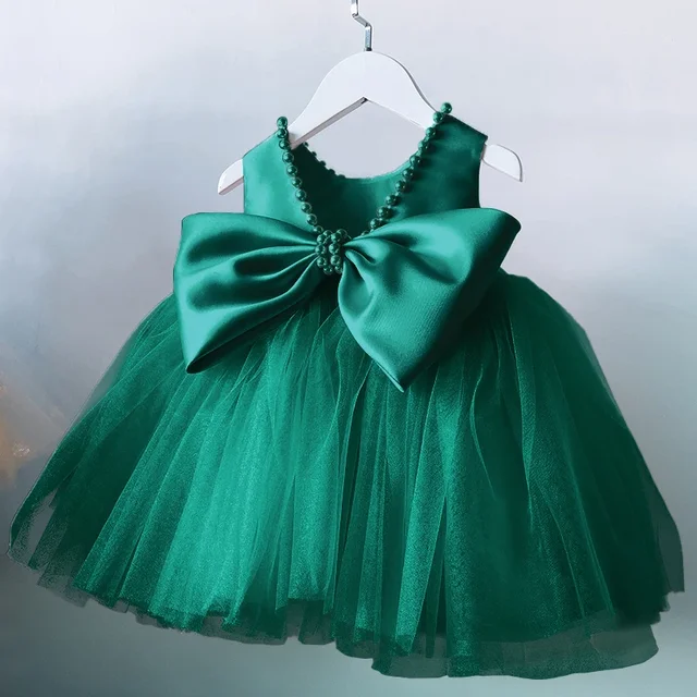 Toddler Girl Birthday Dress - Embroidered Bow Sleeveless Strap Summer Outfit