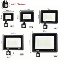 Enhanced Outdoor LED Floodlight - IP66 Waterproof Pathway and Garden Light, Energy - Efficient Spotlight Lamp - 100 W (With Sensor)
