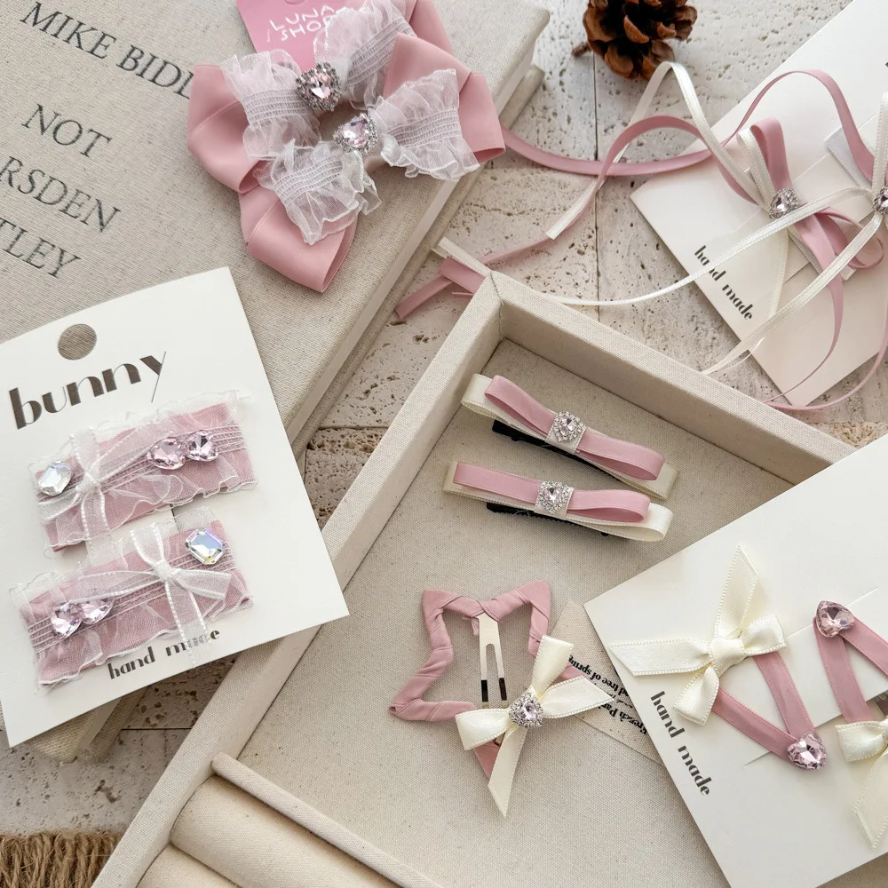 Sweetheart Ballet Temperament Lace Bow Girl Headdress Hairpin Pearl Rhinestone Sweet Princess Hairline Edge