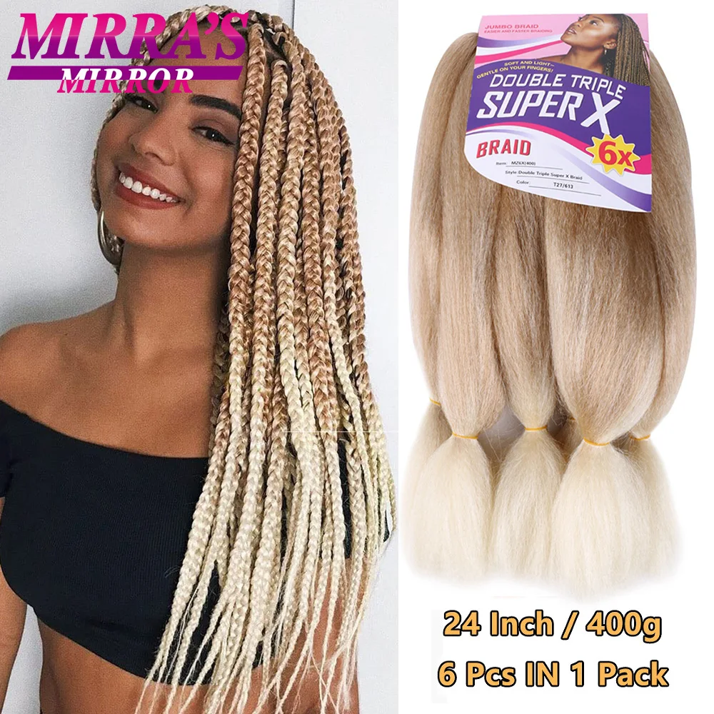 

Jumbo Box Braids 400 Gramas Large YAKI Texture 6X Synthetic Braiding Hair Pre-stretched African Braid Extensions Mirra's Mirror