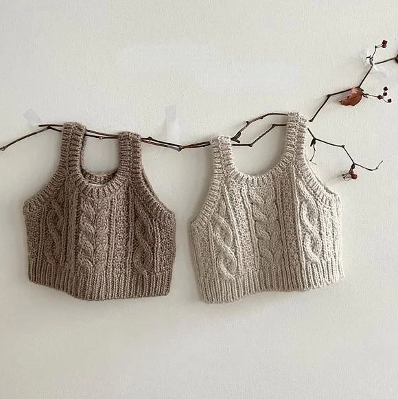 Baby Clothes Knitted Vest Spring Autumn Hemp Pattern Baby Boy Girl's Waistcoat fur vest,children down vest