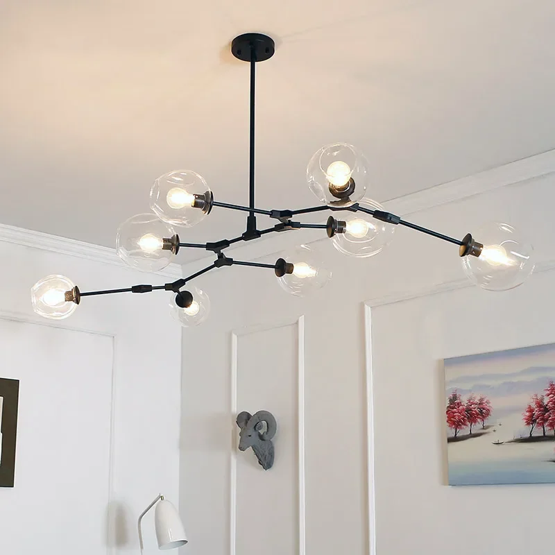LED Ceiling Chandelier Italy Designer Magic Bean Branching Multi Color Glass Lampshade Suspension Lighting Kitchen Dining Island