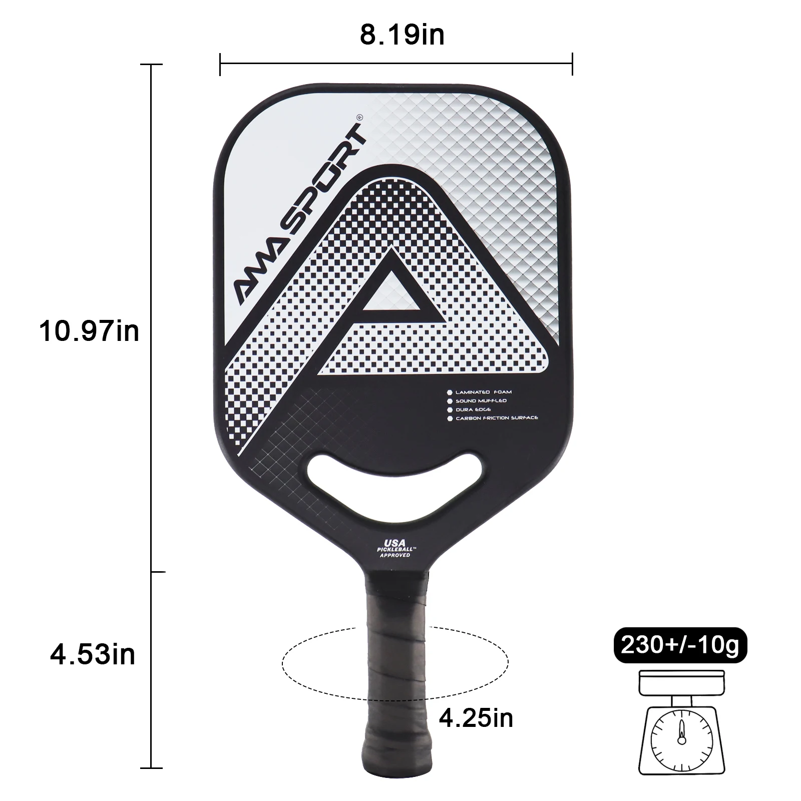 AMASPORT Pickleball Paddle USAPA Approved Top Quality Paddle Shovels Carbon PP Honeycomb Core Sport Professional Raqueta Padel
