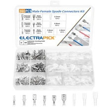 

ELECTRAPICK 360pcs 2.8/4.8/6.3mm Bare Spring Spade Crimp Terminals Male Female Wire Connector Electrical Wire Crimp Terminals