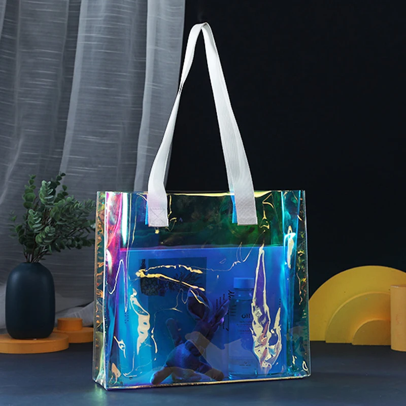 Pvc plástico Shoulder Tote Bag, Padrão personalizado, transparente, impermeável, Mão Carregando Presente, Geléia