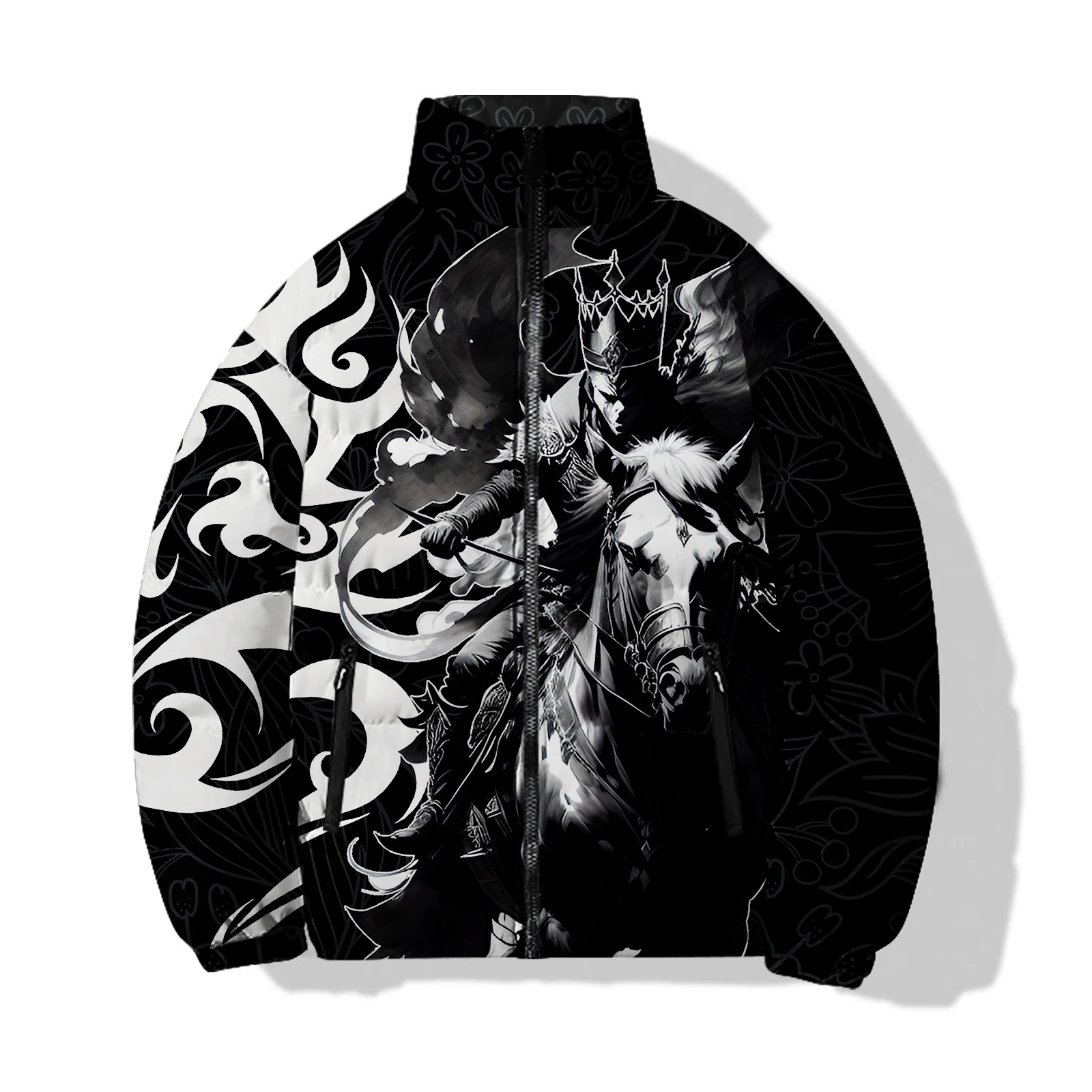 thumbnail image 4 of Abrigos de invierno para hombre Chaquetas cómodas y cálidas para hombre Abrigo de invierno moderno y versátil con estampado de guerrero medieval para hombre, 4 of 5