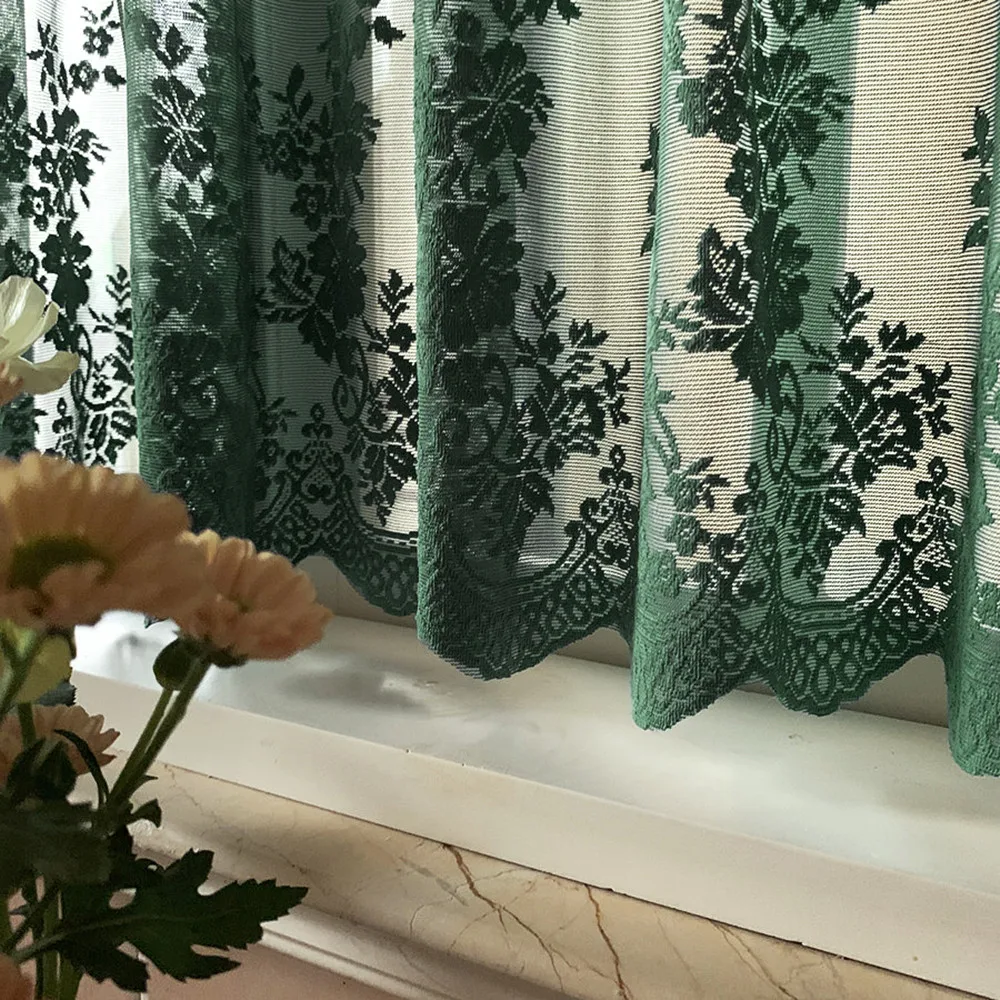 Short Curtains for Small Window Tulle Curtain Embroidered Lace Cafe Tier chiffon curtains japanese door curtains
