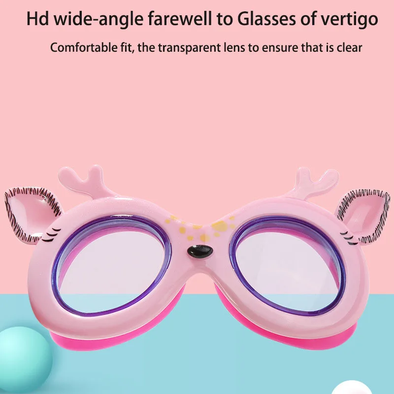 New Children Swimming Goggles Sika Deer Cartoon Earplugs UV and Fogging - Proof Glasses Men and Women Wholesale Price 3