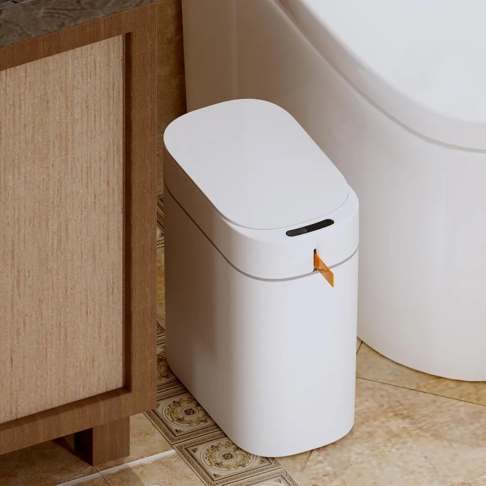 

Rechargeable Trash Can with Cover Automatic Non-contact Intelligent Automatic Adsorption Suitable for Bedroom Kitchen White