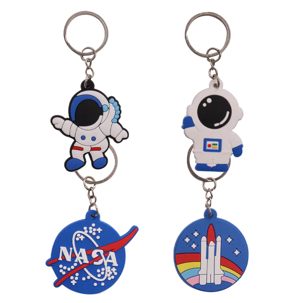 

40PCS PVC Keychain Kawaii Cartoon Key Rings Astronaut Universe Pattern Key Holders Fit Adult Car Keys Kids Party Gift Trinkets