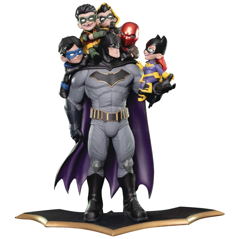 Qmx Batman Family Q-Master Diorama Statue Family Photo Q Version Walking Baby Red Hood Robin Night Wing Bat Boys Ottimo Regalo