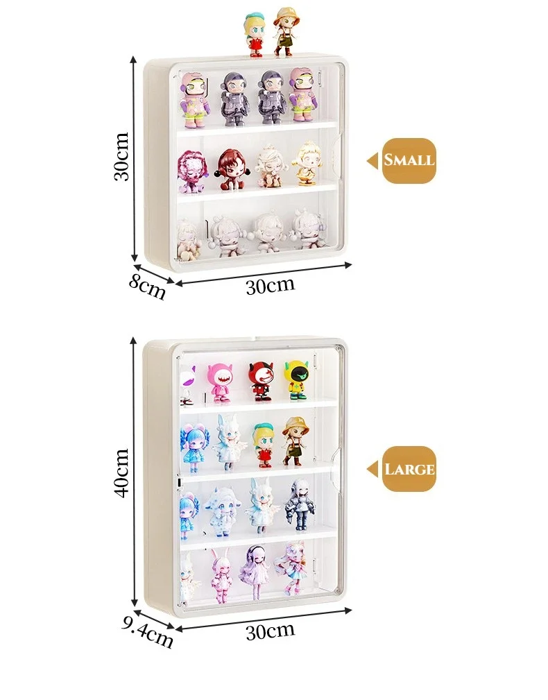 Wall-Mounted Storage Box with Lid Action Figures Toys Magnetic Suction Display Organizer Blind Box Dustproof Storage