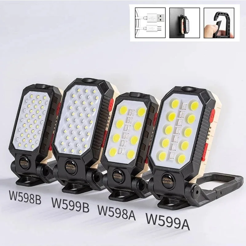 LED COB Work Light Portable Rechargeable Flashlight Magnetic Waterproof Camping Lantern Magnet Design with Power Display led flashlight camping lamp led work light camping lights work light