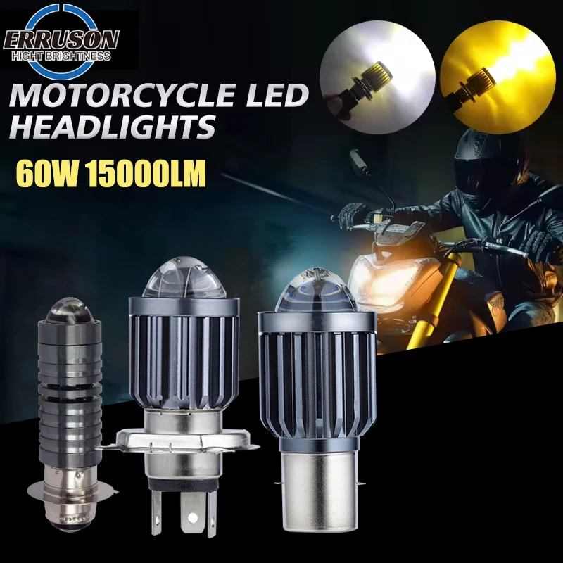 1pcs H4/P15D/BA20D Motorcycle Headlight 6000K Hi/Lo Beam Led lights for motorcycle