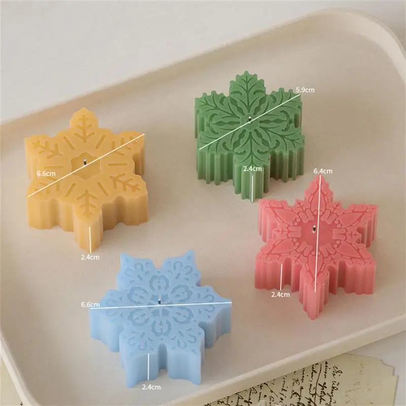Description Picture 4 of itemChristmas Snowflake Candle Silicone Mold Handmade Soap Aromatherapy Gypsum Resin Ice Mould Candle Making Kit Home Decor Gifts