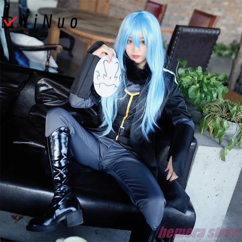 

Anime That Time I Got Reincarnated As A Slime Rimuru Tempest Cosplay Costume Halloween Uniform Trench Wig Mask Set