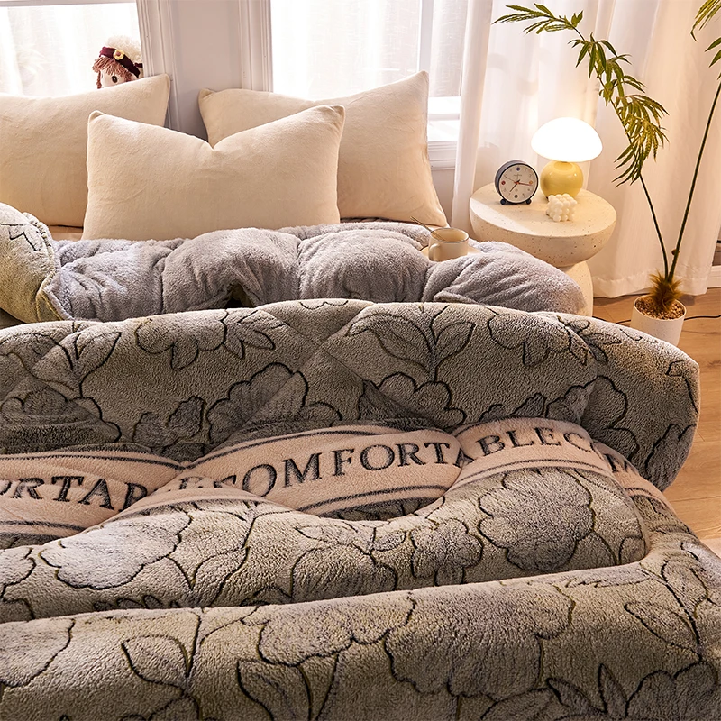 بطانية صوف الضأن الشتوية لحاف دافئ للغاية الخريف ا...