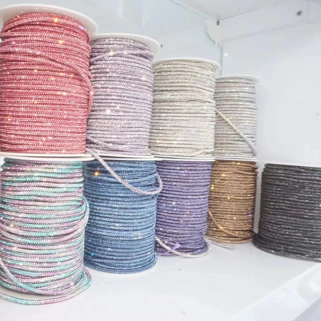 50yards 4mm Crystal Rhinestone Cord Trim Glass Diamond Rope DIY Sewing ...
