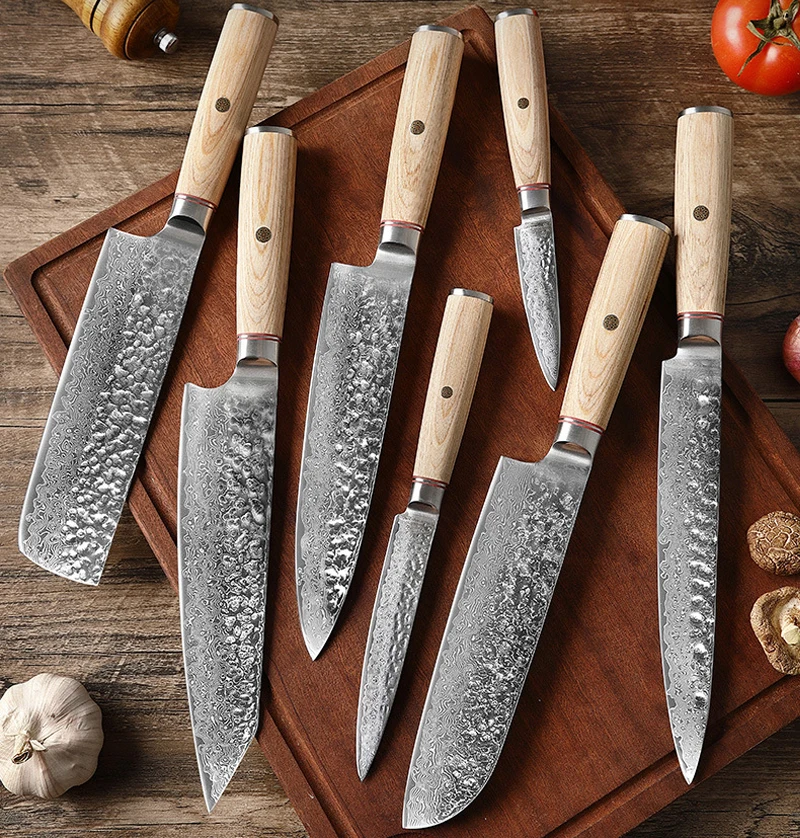Damascus Steel Japanese Knives Chef Santoku Cleaver for Cutting Fruit and Vegetables Fish Raw Peeling Salmon Knife