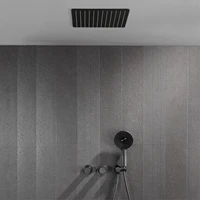 AITANA – système de douche de plafond en laiton gris, pistolet minimaliste, double poignée intégrée cachée, eau froide et chaude, mélangeur de salle de bains à 2 fonctions 3