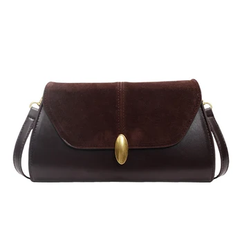 Borsa a tracolla in PU moda Borsa a tracolla elegante con tracolla regolabile Borsa tote piccola vintage con patta Borsa a tracolla slouchy Hobo