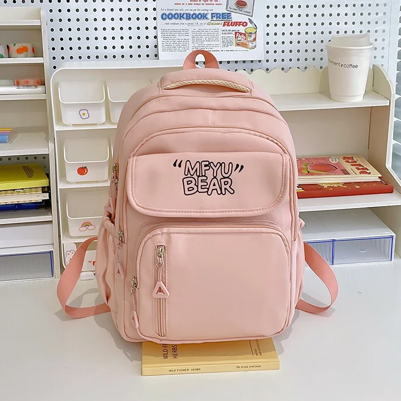 

Лидер продаж, классический однотонный нейлоновый Детский рюкзак в студенческом стиле, новинка 2024, Повседневная модная школьная сумка для студентов