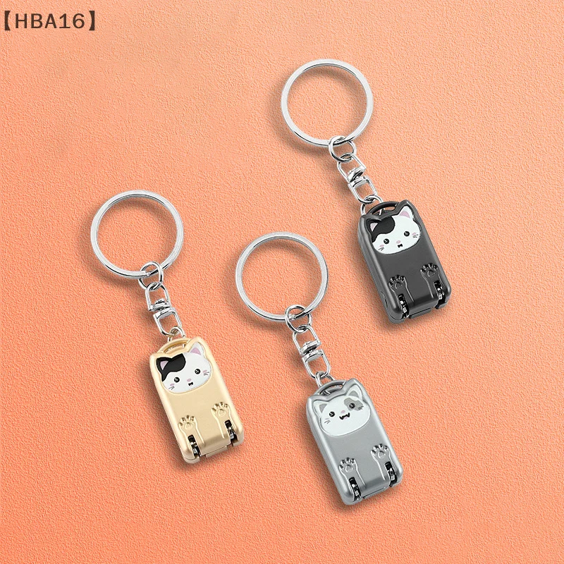 New Stainless Steel Fingernail Clipper Metal Foldable Mini Creative Kitten Nail Clipper Trim Nails Keychain