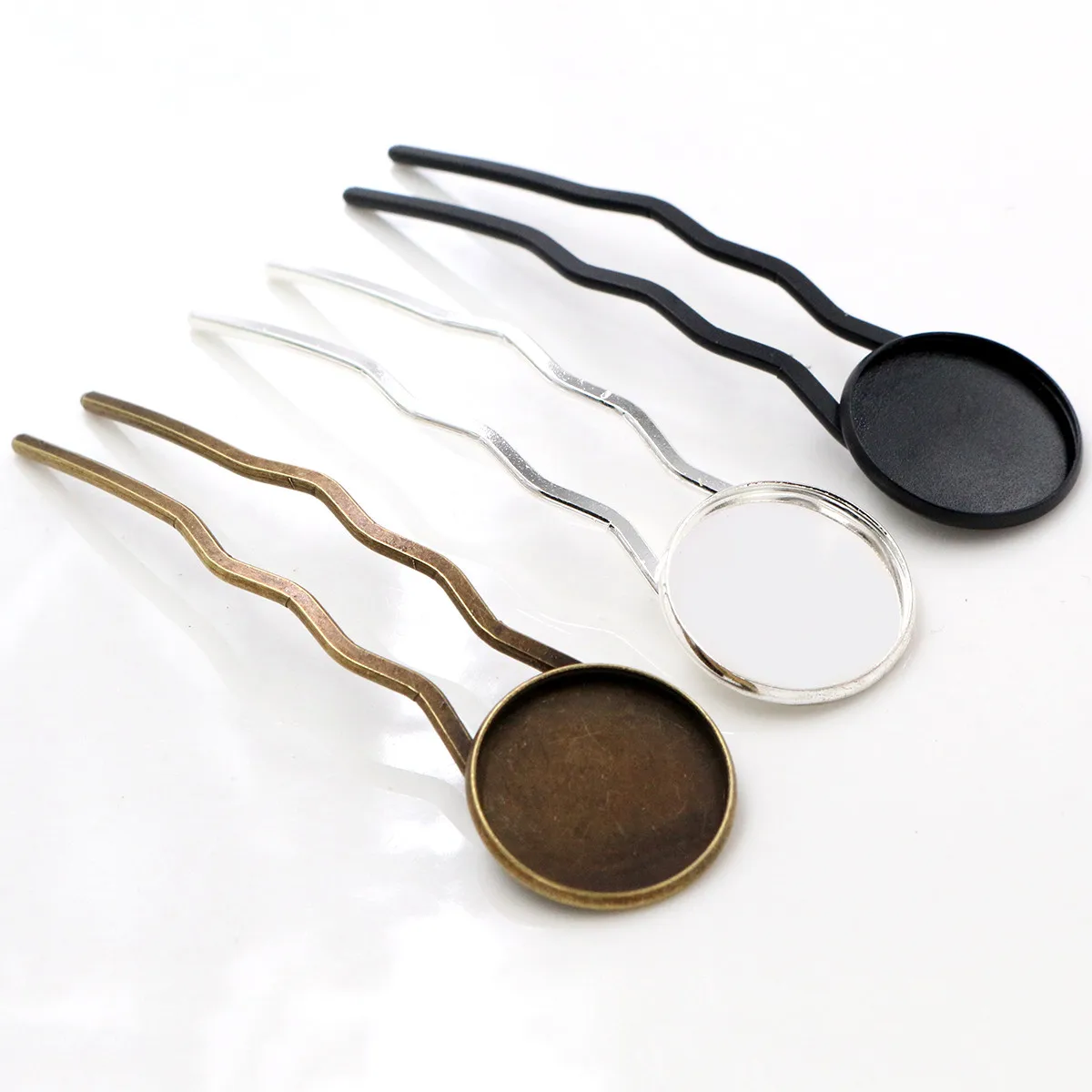 20mm 5 stücke Hohe Qualität Bronze Silber Überzogene Und Schwarz Kupfer Material Haarnadel Haar Clips Haarnadel Basis Einstellung Cabochon cameo