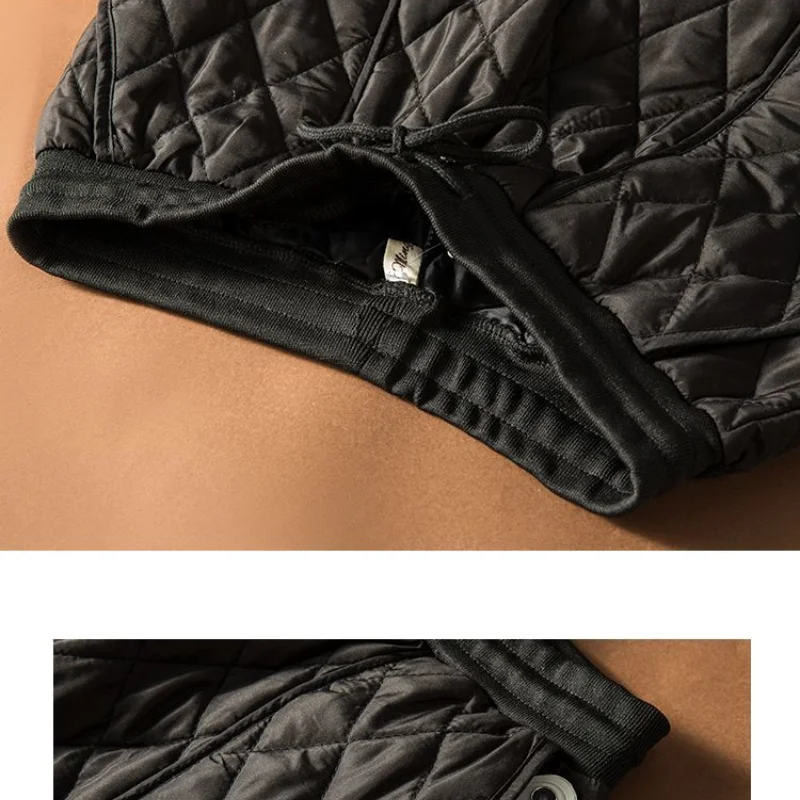 Women Winter New High Waist Harlan Pants Commuter Fashion Simple Lace Up Pocket Splicing Fleece Warm Versatile Down Cotton Pants