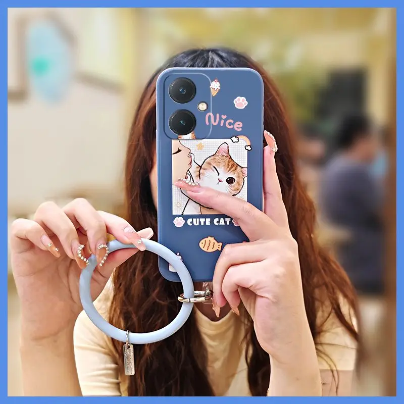 

Однотонный чехол для телефона с рисунком для VIVO Y27 4G задняя крышка Защитный Браслет