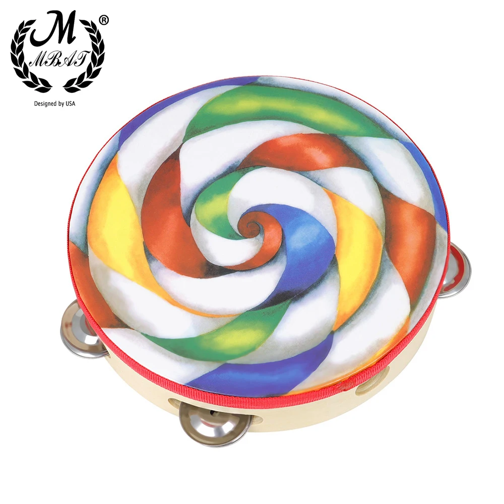 M MBAT 8 Inch Tambourine Colorful Lollipop Hand Held Tambourine Percussion Musical Instrument Children Kids Toy Christmas Gift