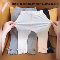 Été 2025 enfants contes bébé filles Vintage rayure élastique mince Flare pantalon Leggings taille haute filles vêtements 1