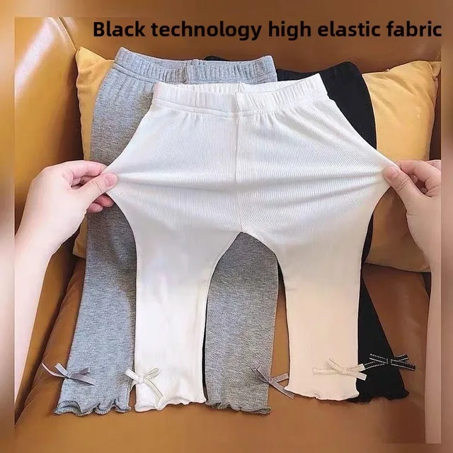 Été 2025 enfants contes bébé filles Vintage rayure élastique mince Flare pantalon Leggings taille haute filles vêtements 1