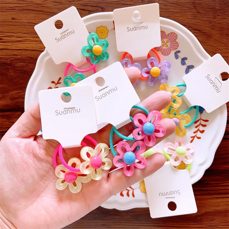 2PCS Transparent Unregelmäßige Hohle Blumen Prinzessin Haar Zubehör Mädchen Elastische Haar Bands Kinder Headwear Baby Haar Krawatten