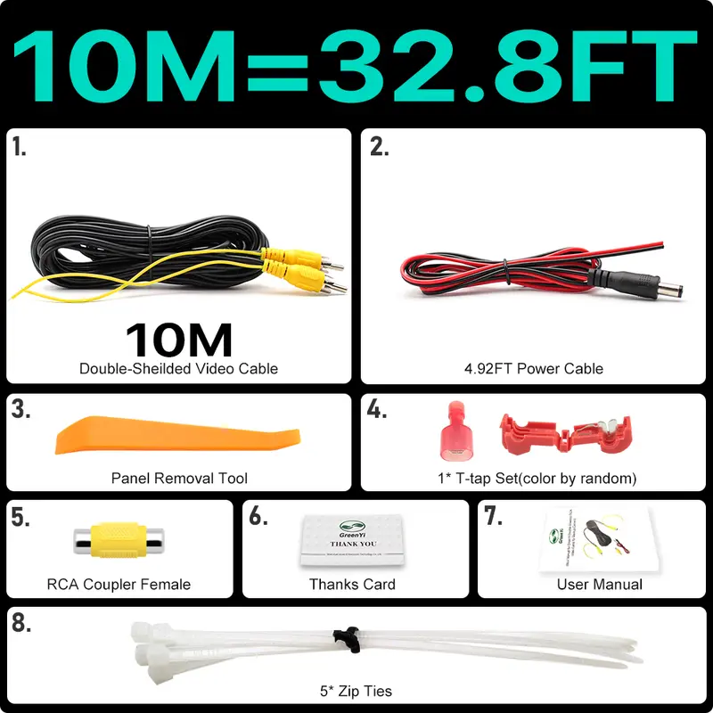 GreenYi Upgraded Double-Shielded RCA Video Cable for Monitor and Backup Rear View Camera Connection 6m 10m 15m 20m AV Extension - Image 10