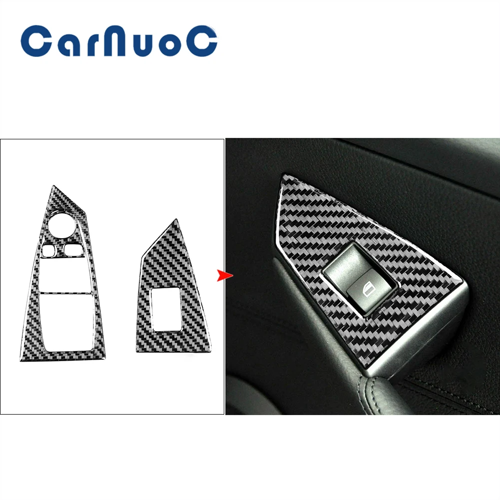 

Car Carbon Fiber Stickers Window Lifting Panel Decorative Cover Trim For BMW 6 Series M6 E63 E64 2004-2010 Interior Accessories