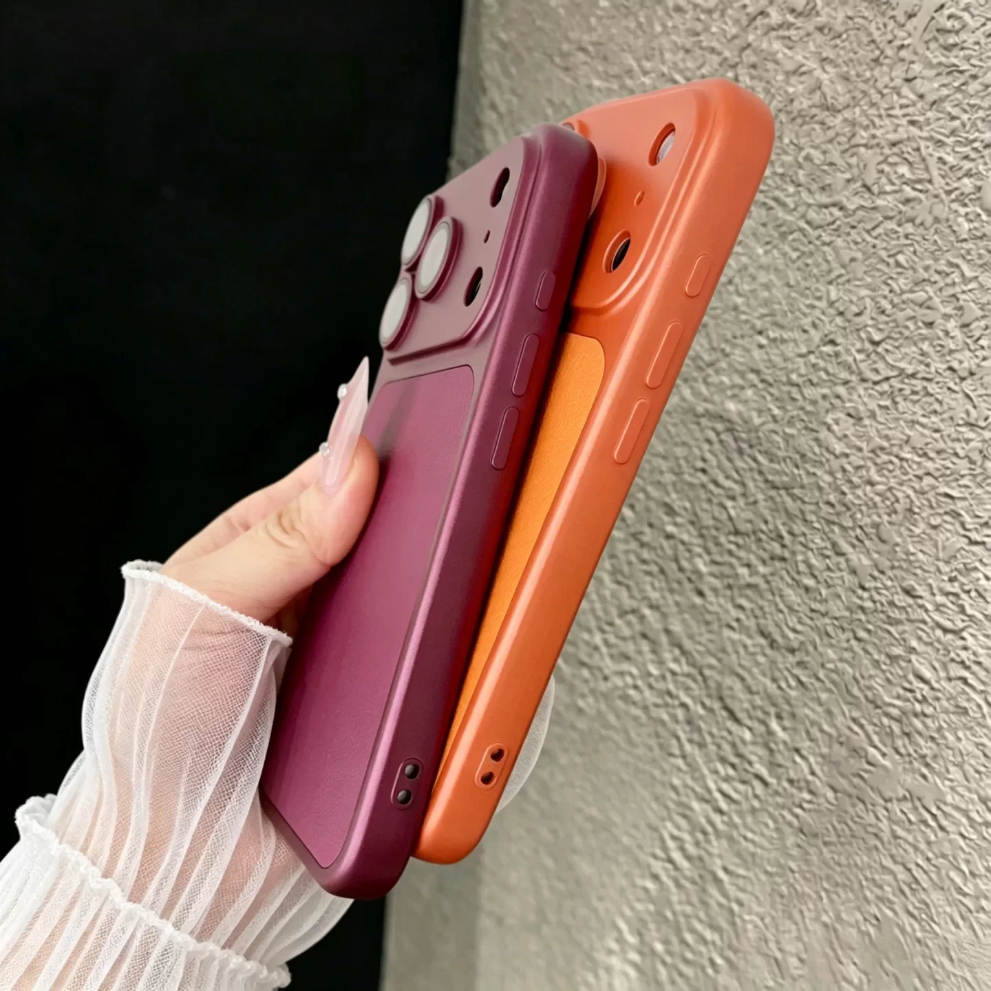 Elegant Leather Texture Shockproof Phone Case with Lens Protection