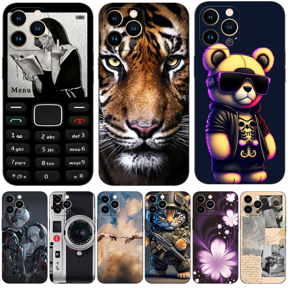 Per Iphone 13 Custodia Per Iphone 13 Mini Iphone 13 Pro Max Custodia Iphone 13 Iphone 13Pro 13Pro Custodia In Tpu Nero Orso Tigre Leone Carino