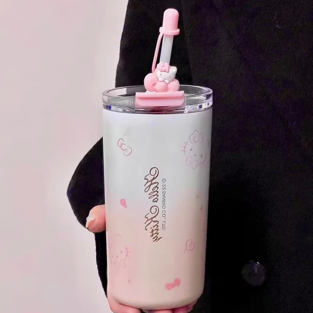 Sanrio Hello Kitty Tumbler With Straw Cup 480ml Coffee Student High Value  Straw Adult Small Fresh Straight Drinking Office Cup - Straw Cup -  AliExpress