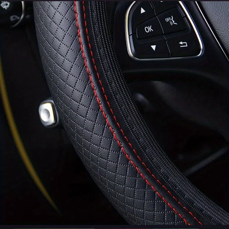 Steering wheel cover Universal Fit PU Leather 3D Embossed for Enhanced Grip Comfort Easy Install for 37-38cm Wheels
