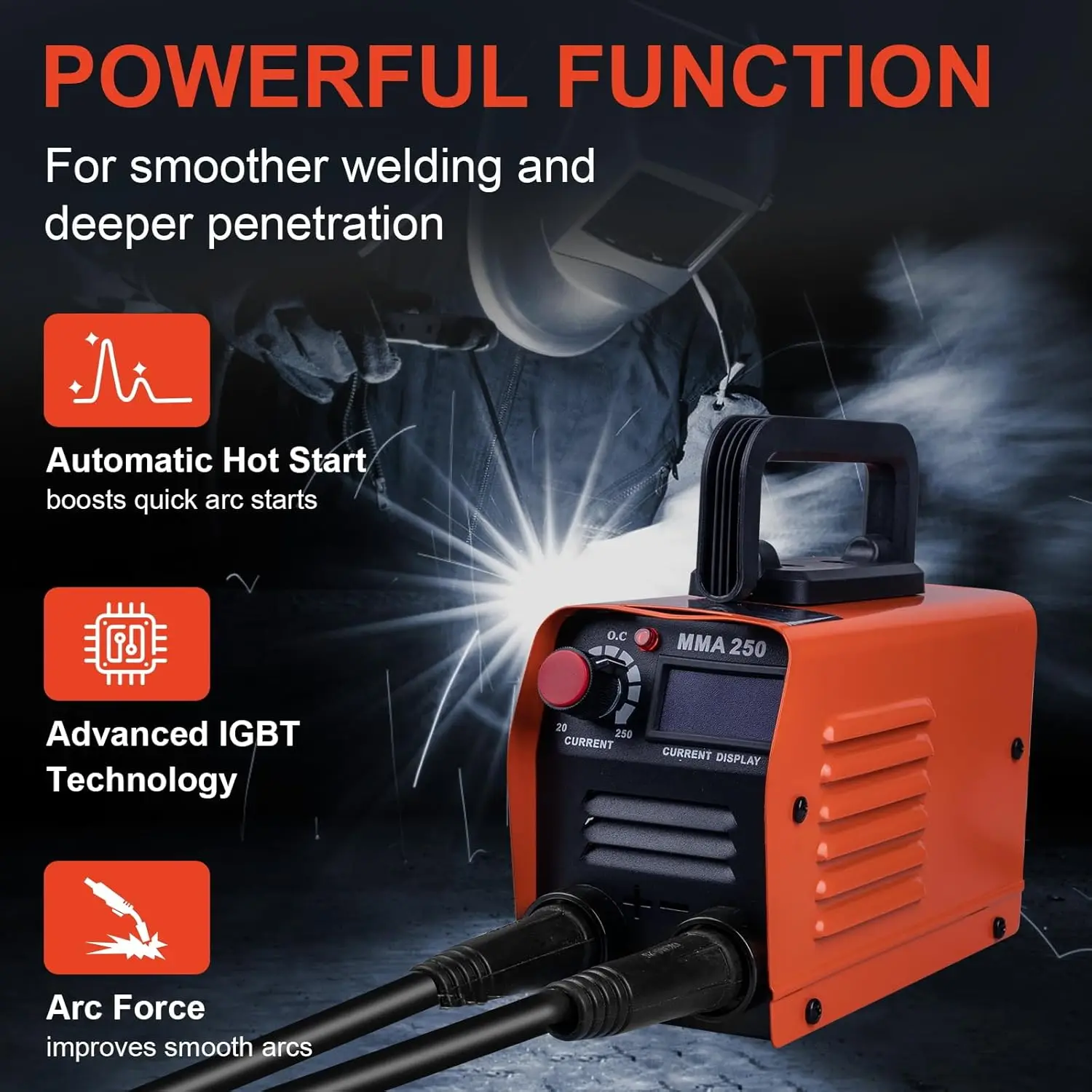 MMA-250 Portable Welding Machine Inverter Arc Electric Welder Current Adjustable Compact Welding Machine 110V/220V EU/US Plug