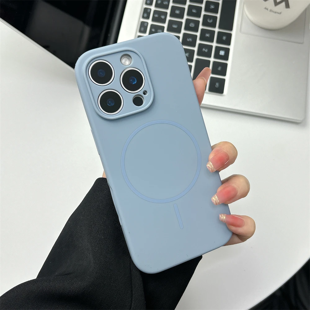 Magnetic Liquid Silicone Phone Case with Wireless Charging and Camera Protection