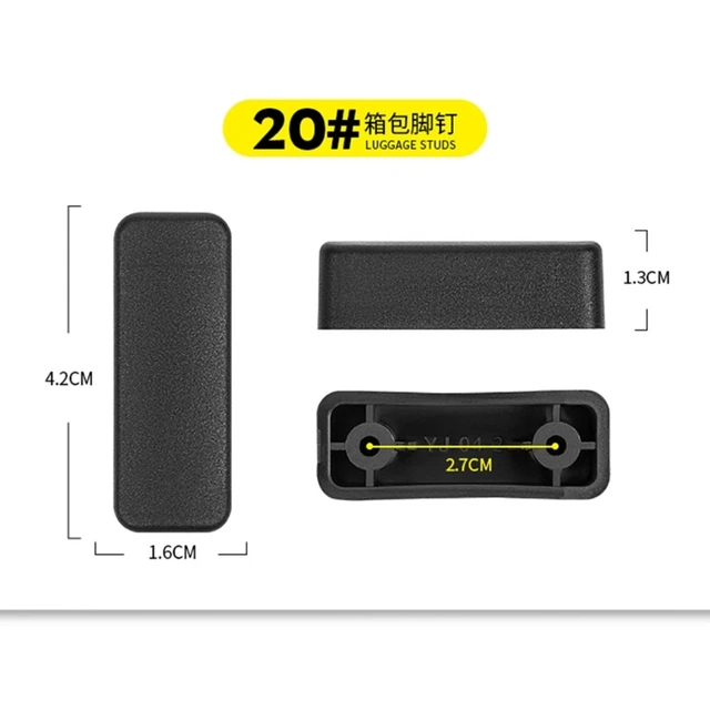 Gambe Di Ricambio Per Valigie - Set Di 2 Piedini In Plastica Nera Per Bagagli Da Viaggio - Foto 4